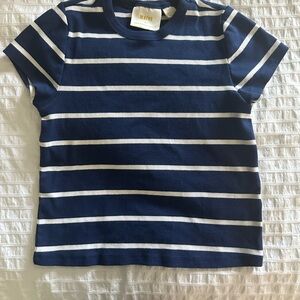 Anthropologie Blue and White Striped Short Sleeve Tee